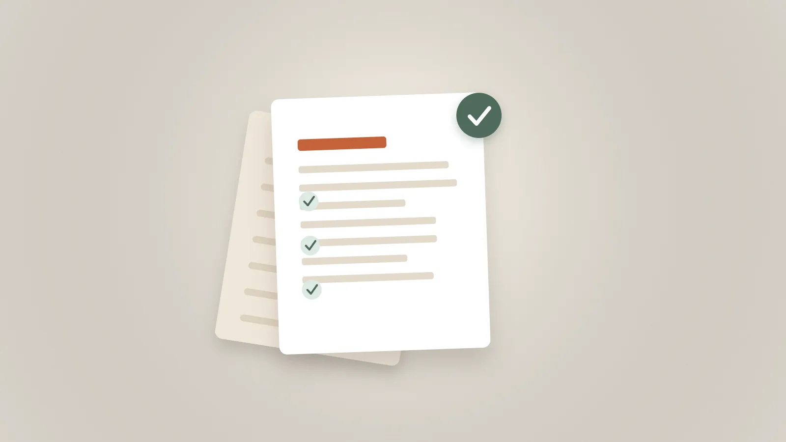Two CV pages with green check marks beside each line, passing ATS checks.